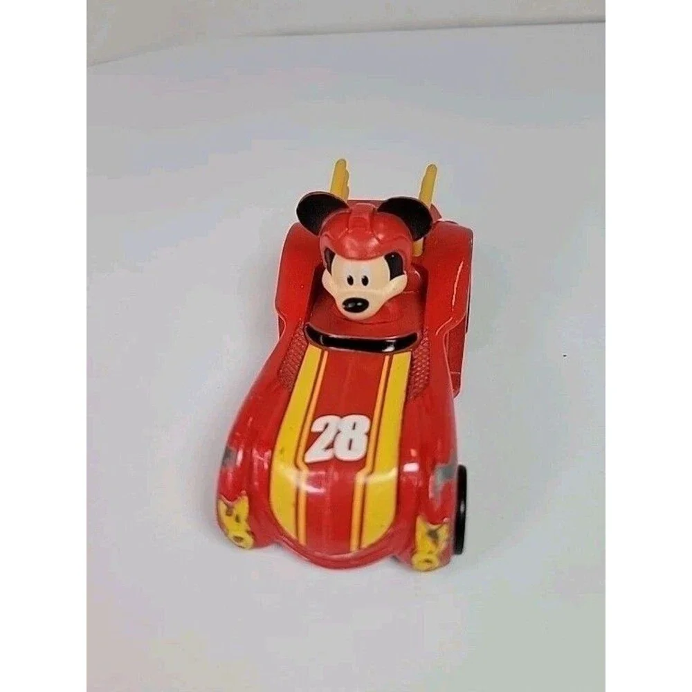 Disney Mickey Mouse Roadster Racer #28 Red Toy Car Just Play Pull Back